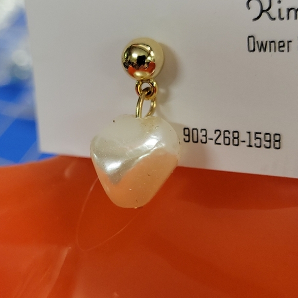 Pearlized Stone Hold Tone Earrings - Picture 2 of 2